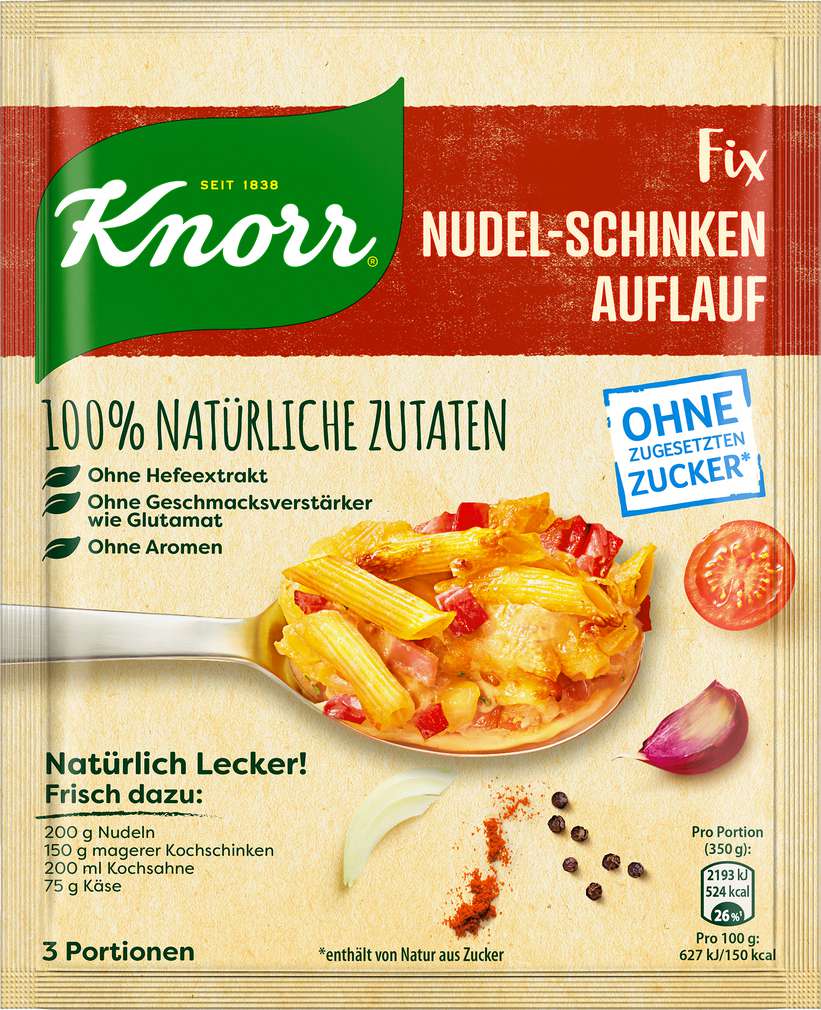 Abbildung des Sortimentsartikels Knorr Fix Natürlich Lecker Nudel-Schinken-Auflauf 40g