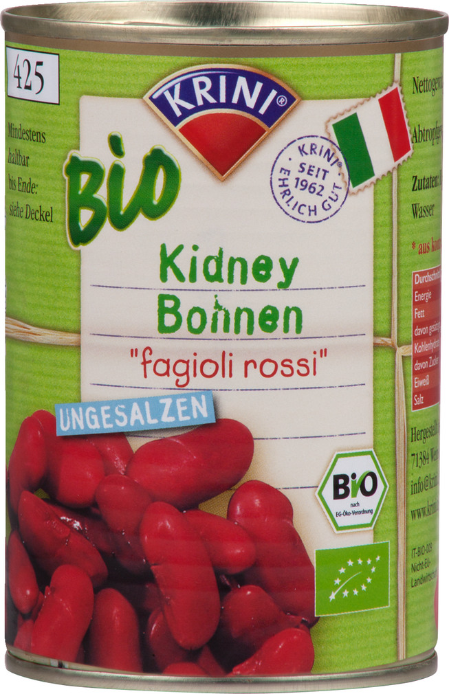 Abbildung des Sortimentsartikels Krini Bio Kidney Bohnen 400g