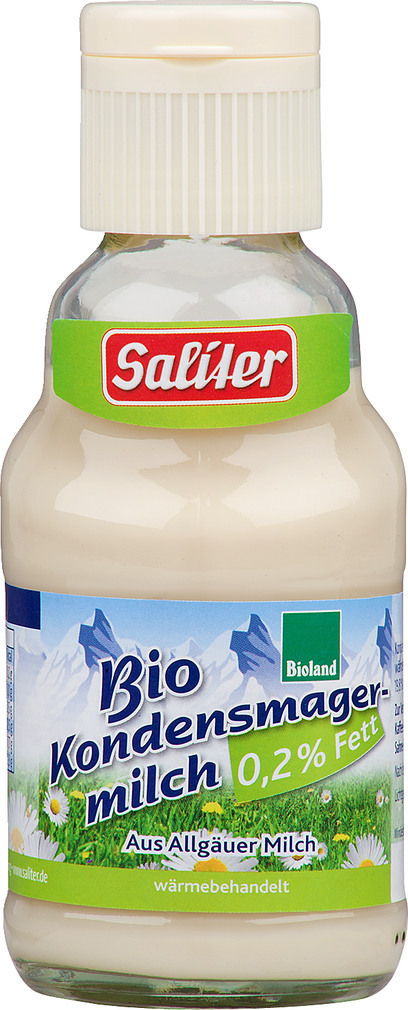 Abbildung des Sortimentsartikels Saliter Bio Kondensmagermilch 0,2 % 170g