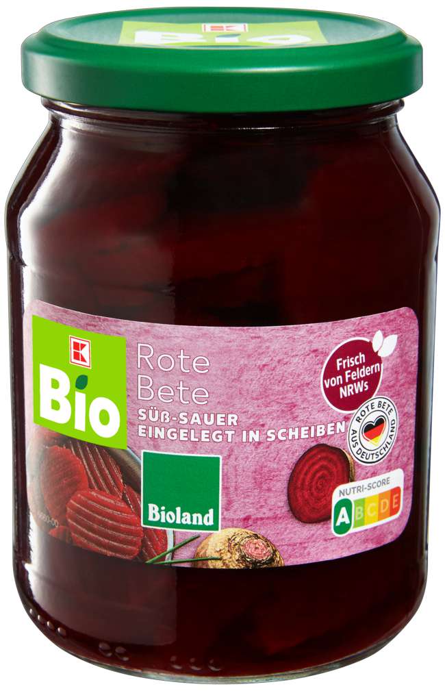 Abbildung des Sortimentsartikels K-Bio Bioland Rote Bete in Scheiben 330g