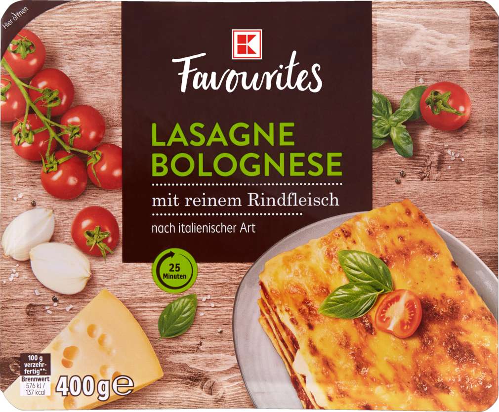 Abbildung des Sortimentsartikels K-Favourites Lasagne mit Rindfleisch 400g
