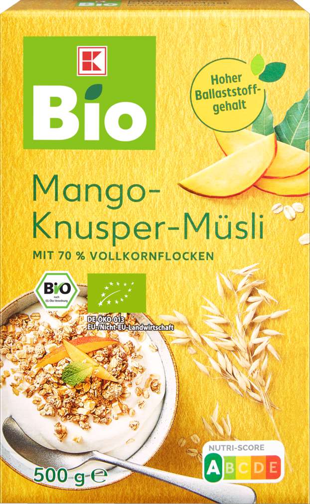 Abbildung des Sortimentsartikels K-Bio Knuspermüsli Mango 500g