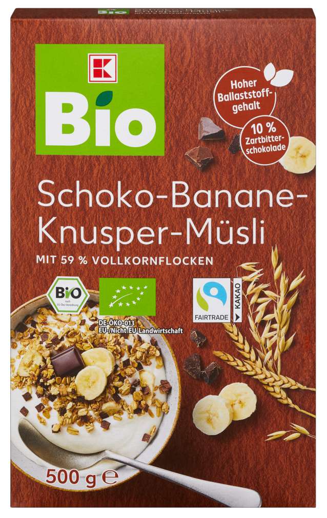 Abbildung des Sortimentsartikels K-Bio Knuspermüsli Schoko Banane 500g