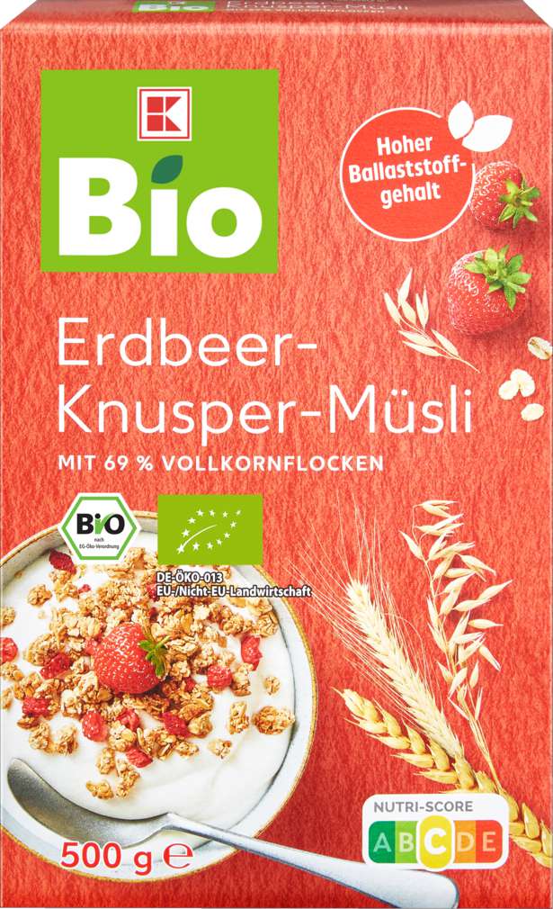Abbildung des Sortimentsartikels K-Bio Knuspermüsli Erdbeere 500g