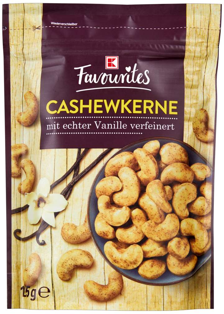 Abbildung des Sortimentsartikels K-Favourites Cashews mit Vanille 125g Beutel