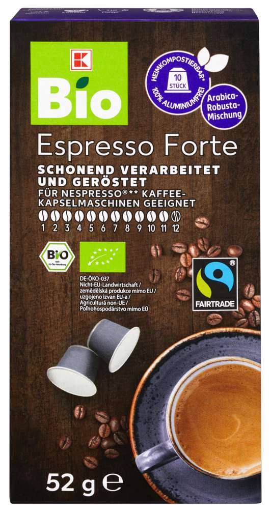 Abbildung des Sortimentsartikels K-Bio Kaffeekapsel Espresso Forte heimkompostierbar 10x5,2g