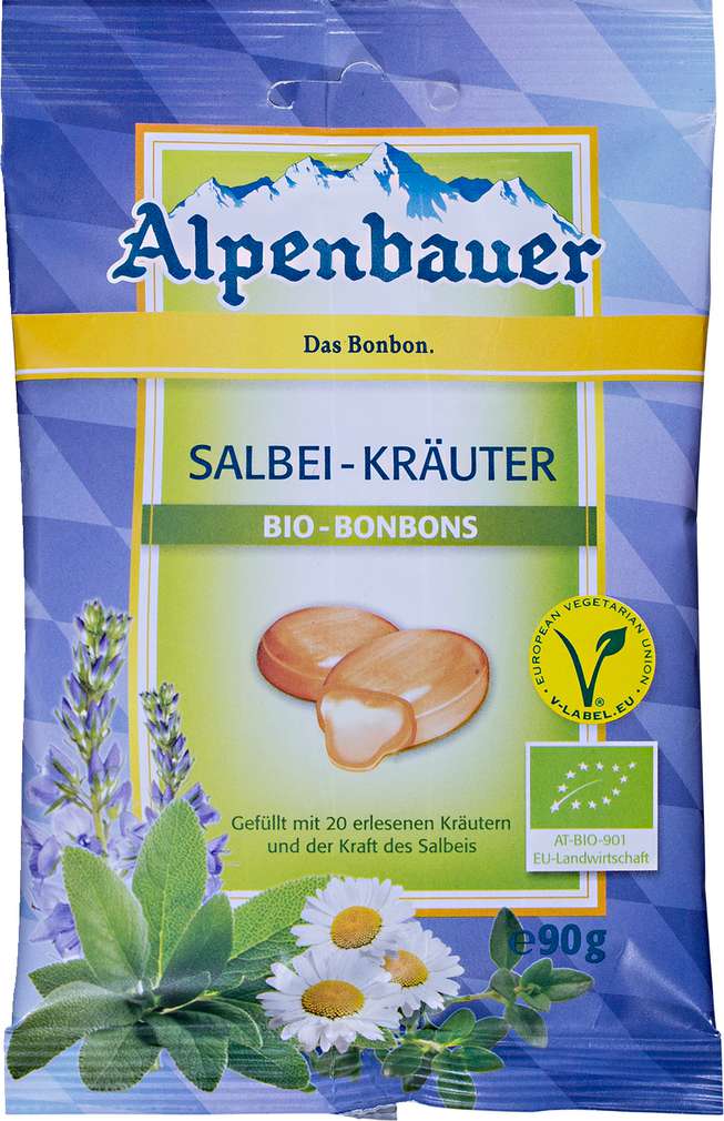Abbildung des Sortimentsartikels Alpenbauer Salbei-Kräuter Bio Bonbons 90g
