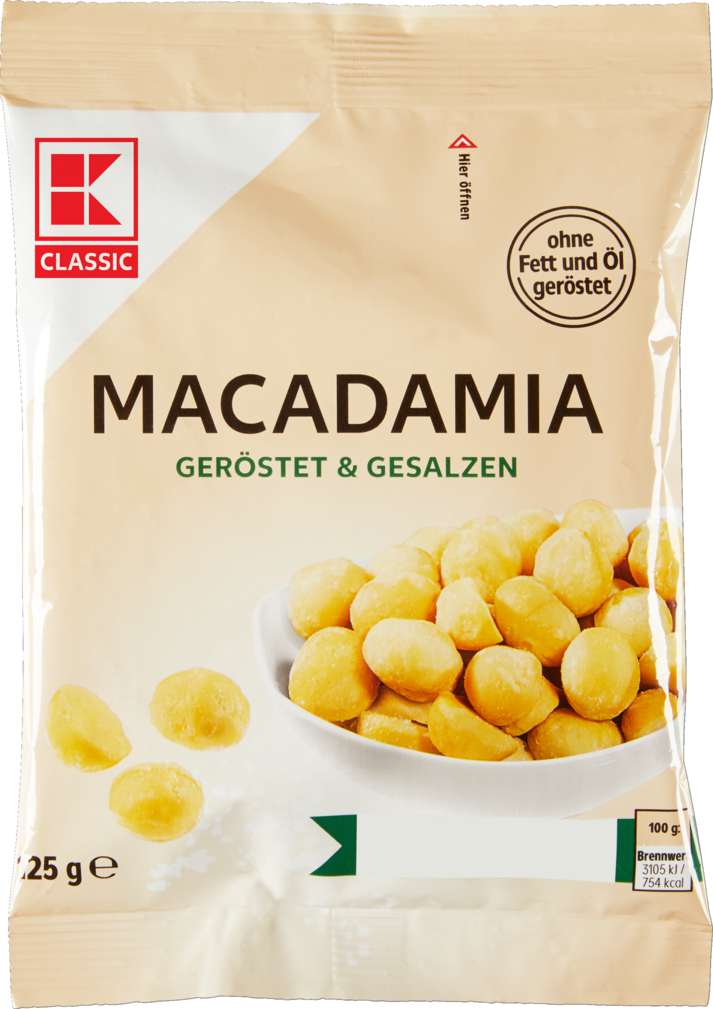 Abbildung des Sortimentsartikels K-Classic Macadamia - Nusskerne geröstet & gesalzen 125g