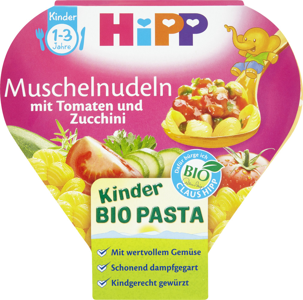 Abbildung des Sortimentsartikels Hipp Kinder Bio Pasta Muschelnudeln 1-3  250g