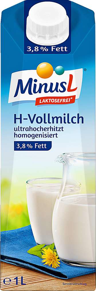 Abbildung des Sortimentsartikels MinusL Laktosefreie Vollmilch 3,8 % 1l