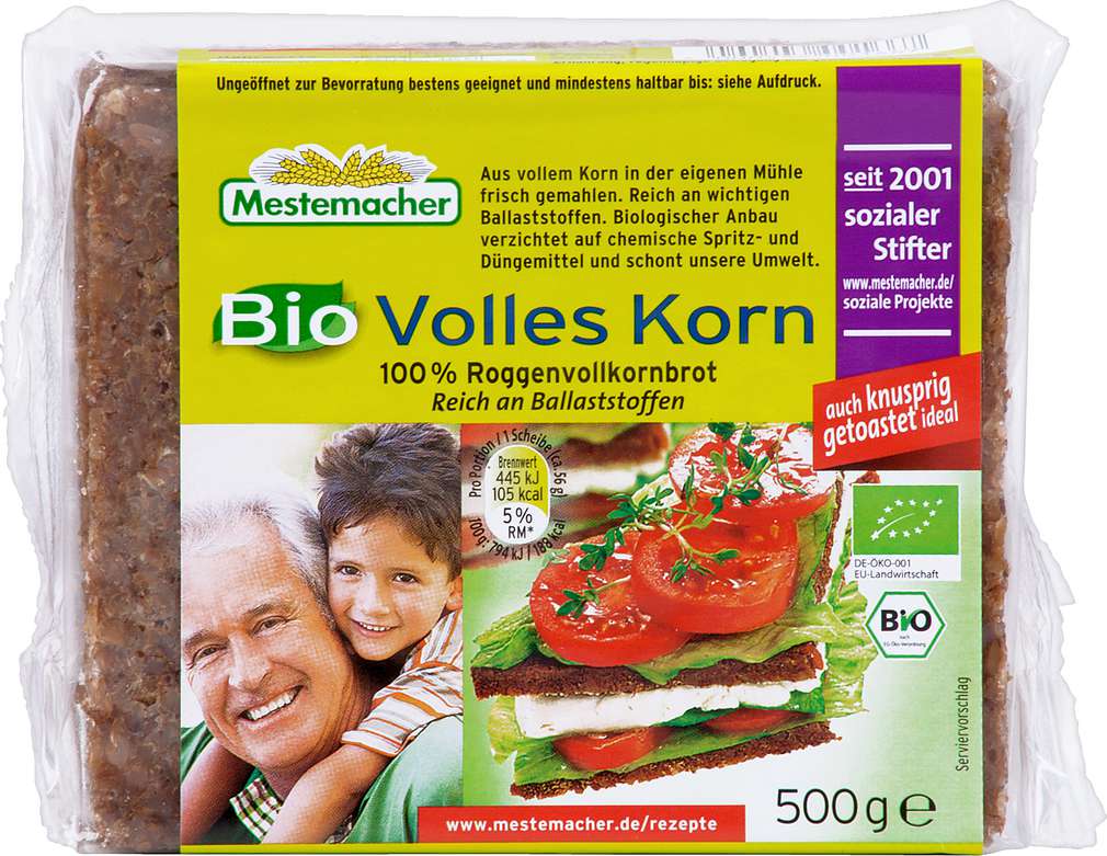 Abbildung des Sortimentsartikels Mestemacher Bio Volles Korn Brot 500g