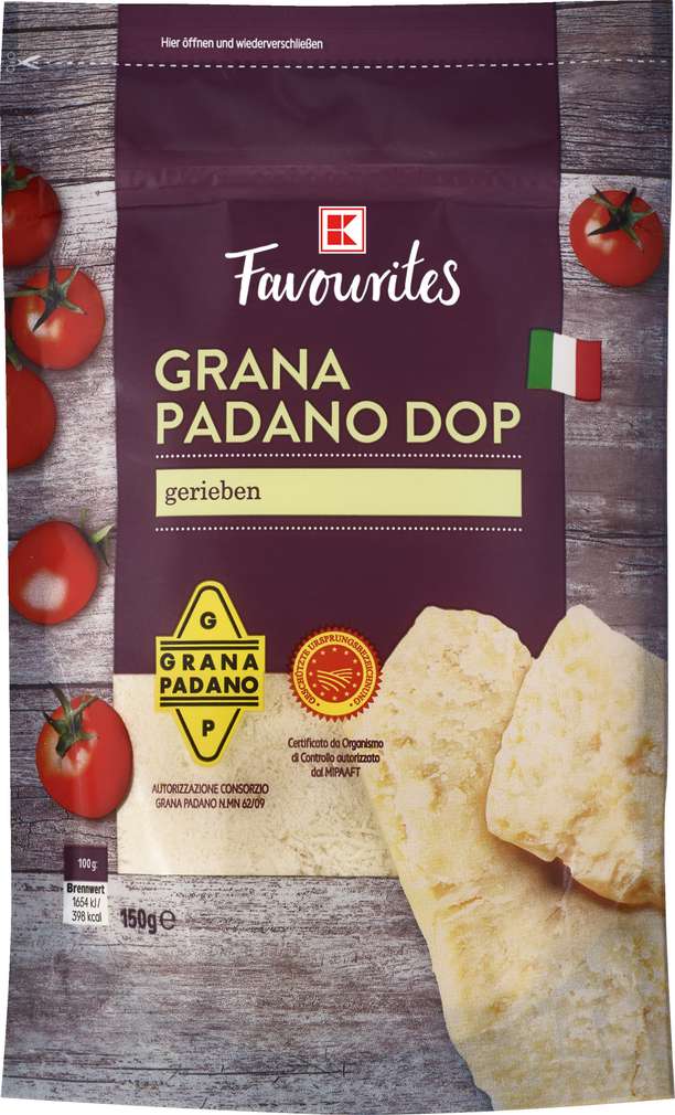 Abbildung des Sortimentsartikels K-Favourites Grana Padano DOP gerieben 150g