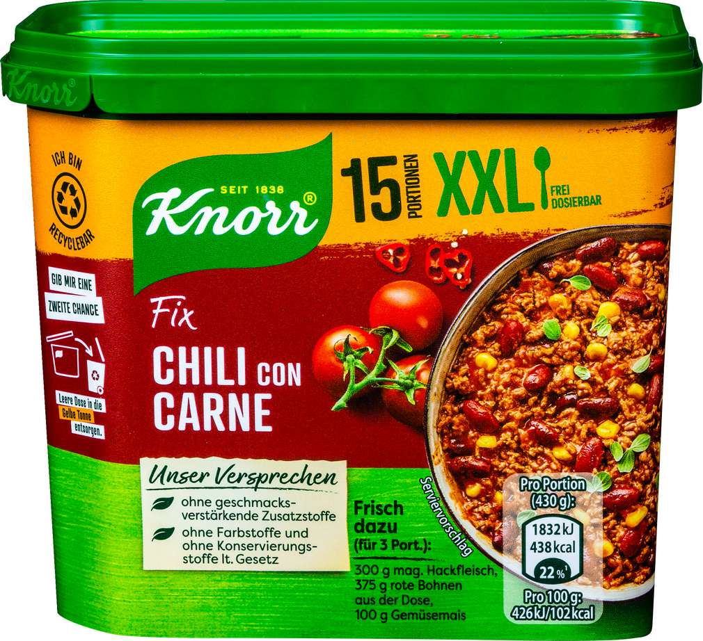 Abbildung des Sortimentsartikels Knorr Fix XXL Chili con Carne 250g