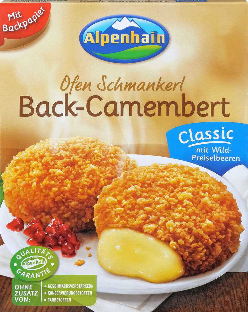 Abbildung des Sortimentsartikels Alpenhain Back-Camembert mit Wildpreiselbeeren 2 Stück 200g
