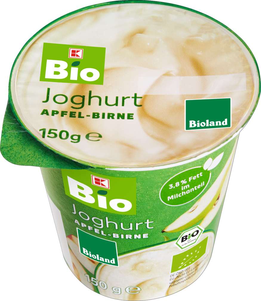 Abbildung des Sortimentsartikels K-Bio Bioland Fruchtjoghurt Apfel-Birne 3,8% Fett 150g