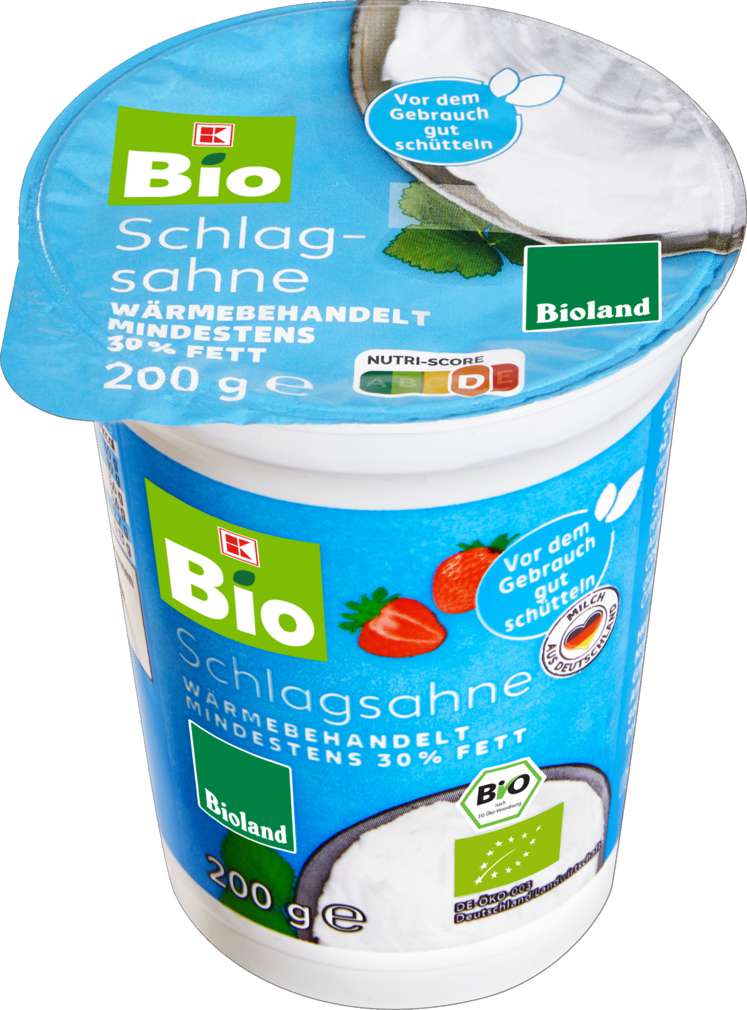 Abbildung des Sortimentsartikels K-Bio Bioland Schlagsahne 30% Fett 200g