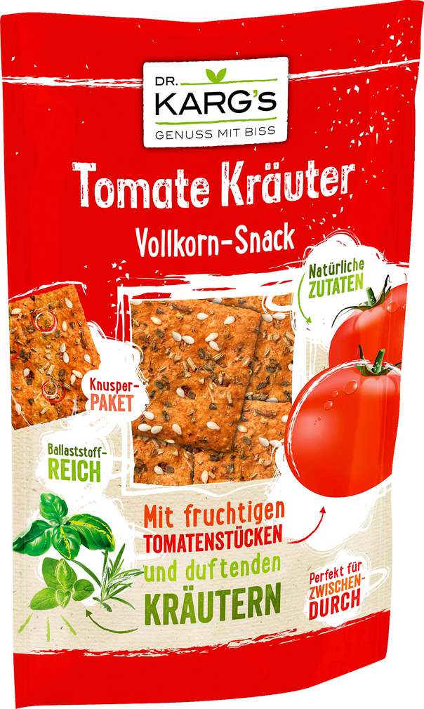 Abbildung des Sortimentsartikels Dr. Karg's Vollkorn-Snack Tomate Kräuter 110g