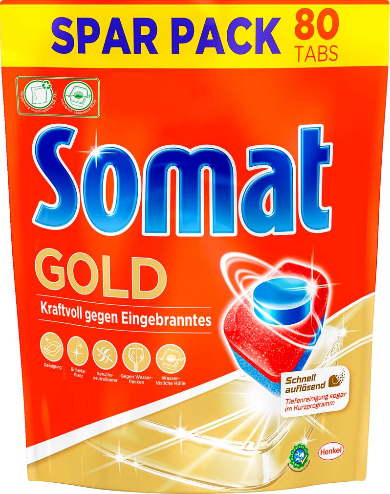 Abbildung des Sortimentsartikels Somat 12 Gold Geschirr-Reinigungs Tabs Spülmaschine 80 Stück