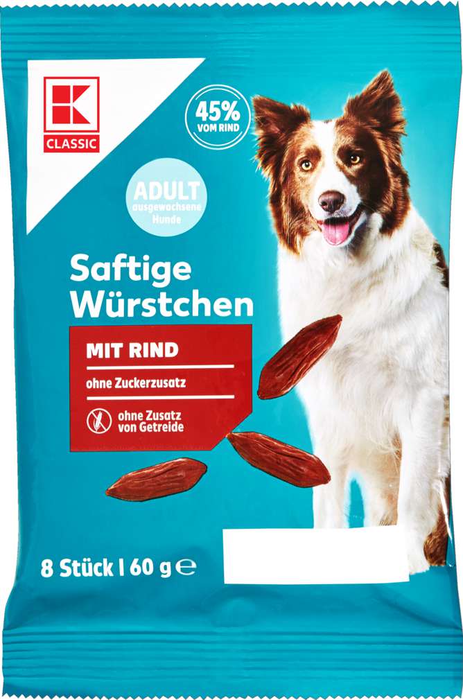Abbildung des Sortimentsartikels K-Classic Hundesnacks Mini Würstchen 60g