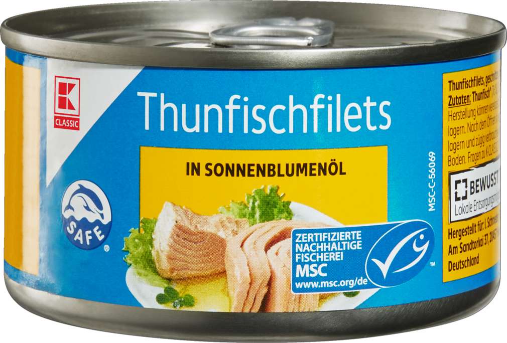 Abbildung des Sortimentsartikels K-Classic Thunfischfilets in Öl 185g
