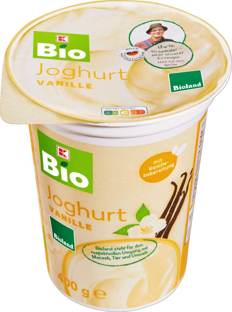 Abbildung des Sortimentsartikels K-Bio Bioland Fruchtjoghurt Vanille 3,8% Fett 400g
