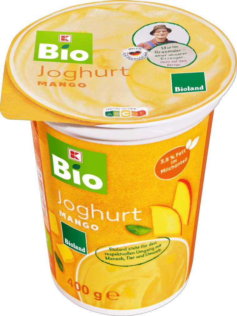 Abbildung des Sortimentsartikels K-Bio Bioland Fruchtjoghurt Mango 3,8% Fett 400g
