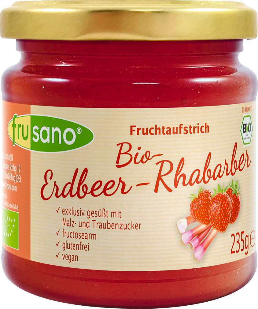 Abbildung des Sortimentsartikels Frusano Bio-Fruchtaufstrich Erdbeer-Rhabarber 235g