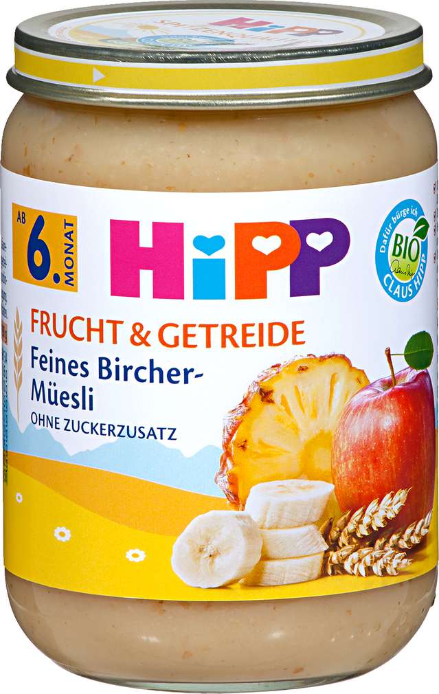 Abbildung des Sortimentsartikels Hipp Frucht & Getreide Feines Bircher-Müesli 190g