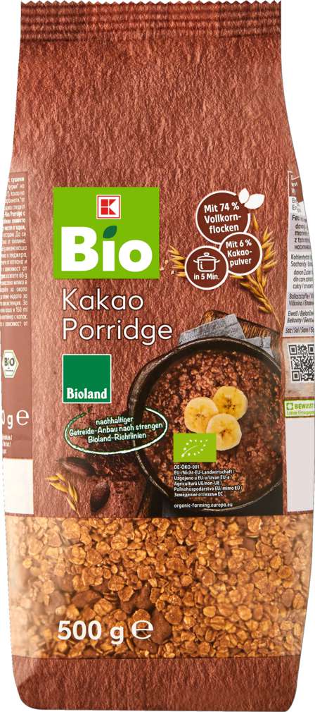 Abbildung des Sortimentsartikels K-Bio Bioland Porridge Kakao 500g