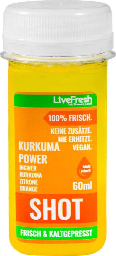 Abbildung des Sortimentsartikels LiveFresh Wellness Shot Kurkuma Power Tg 60ml