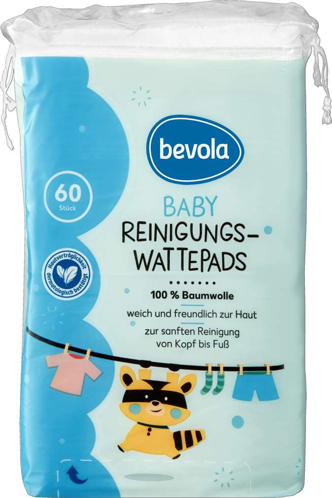 Abbildung des Sortimentsartikels Bevola Baby Reinigungswattepads 60 Stück