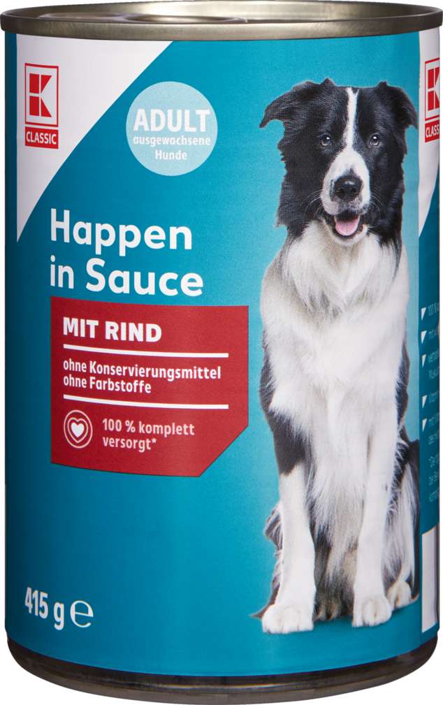 Abbildung des Sortimentsartikels K-Classic Hundenahrung Happen in Sauce Rind 415g