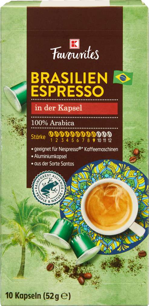 Abbildung des Sortimentsartikels K-Favourites Kaffee Kapseln Brasilien 52g