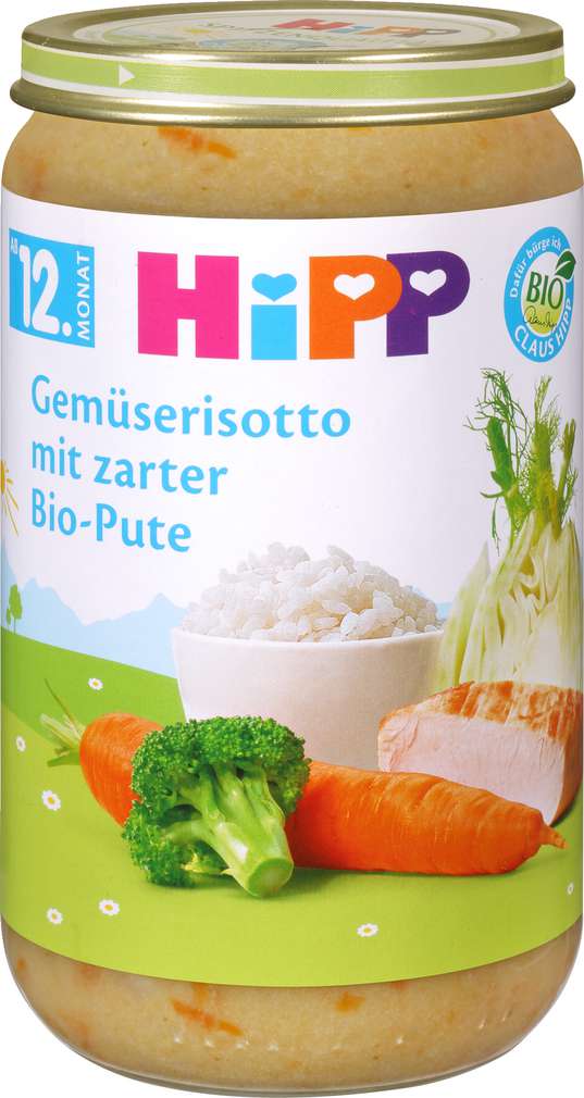 Abbildung des Sortimentsartikels Hipp Gemüserisotto mit zarter Bio-Pute 250g