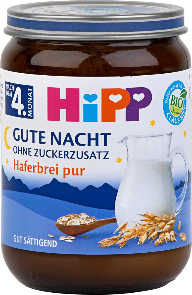 Abbildung des Sortimentsartikels Hipp Gute Nacht ohne Zuckerzusatz Haferbrei pur 190g