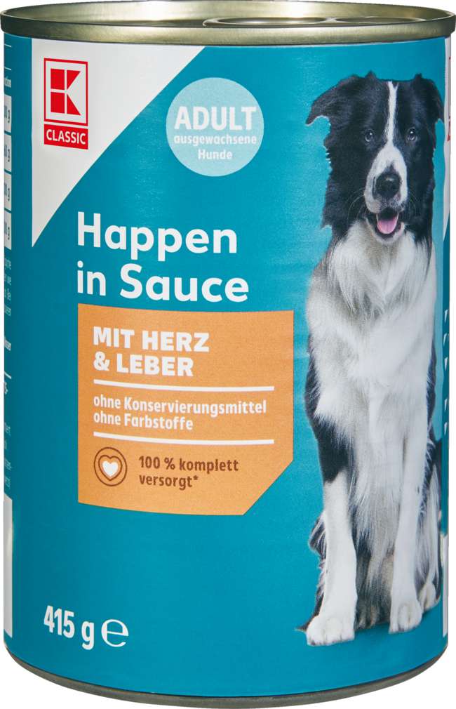 Abbildung des Sortimentsartikels K-Classic Hundenahrung Happen in Sauce Herz & Leber 415g