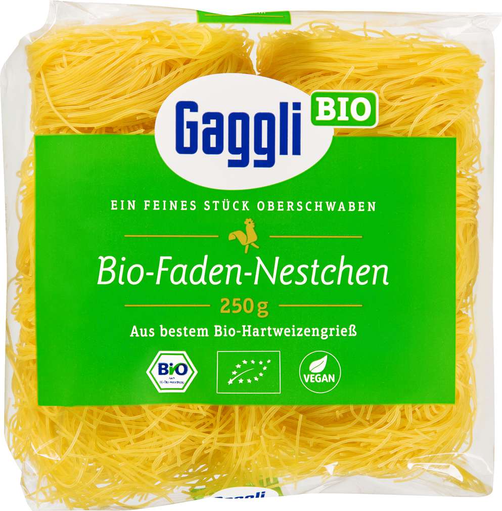 Abbildung des Sortimentsartikels Gaggli Bio-Hartweizen-Nudel Faden-Nestchen 250g