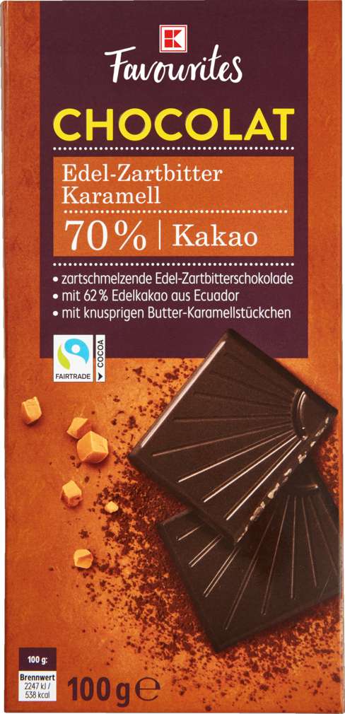 Abbildung des Sortimentsartikels K-Favourites Flachtafel EdelbitterCaramel 100g