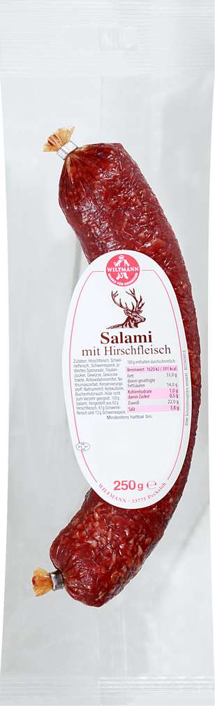 Abbildung des Sortimentsartikels Wiltmann Salami mit Hirschfleisch 250g