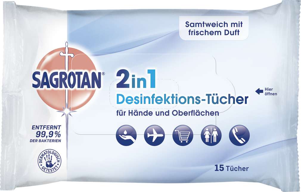 Abbildung des Sortimentsartikels Sagrotan 2in1 Desinfektions-Tücher 2in1 15 Stück