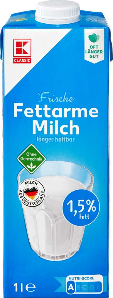 Abbildung des Sortimentsartikels K-Classic Fettarme Frischmilch 1,5%Fett, längerfrisch 1,0l