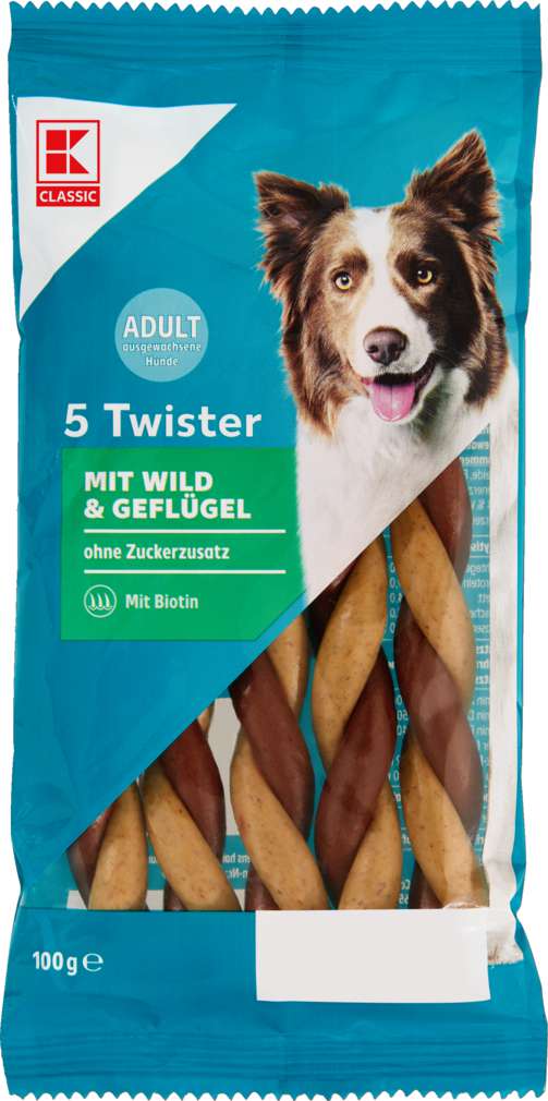 Abbildung des Sortimentsartikels K-Classic Hundesnack Twisters mit Wild & Geflügel 100g