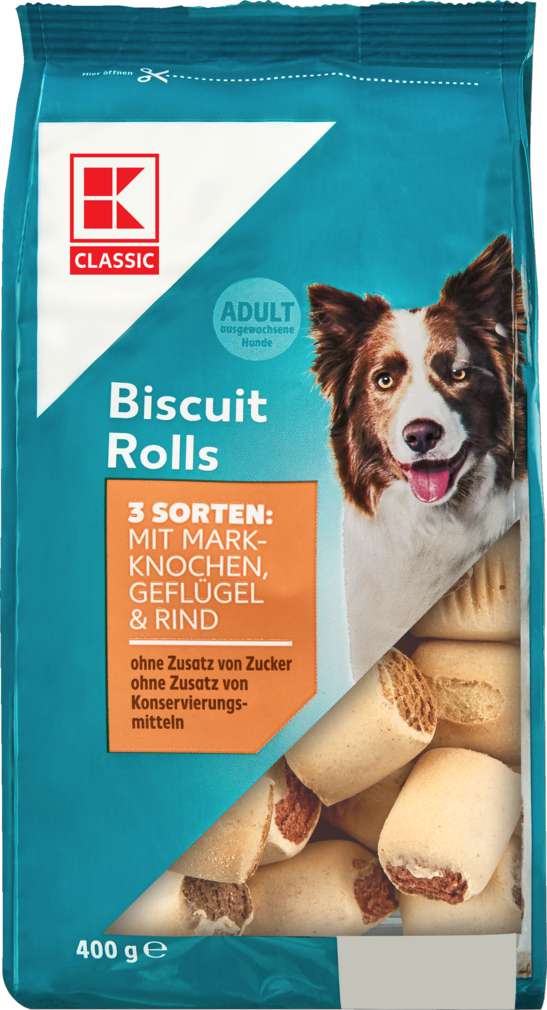 Abbildung des Sortimentsartikels K-Classic Hundesnack Biscuit Rolls 3 Sorten 400g