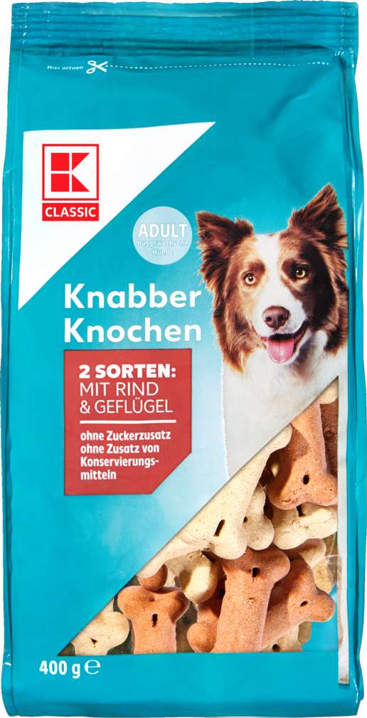 Abbildung des Sortimentsartikels K-Classic Hundesnack Knabber Knochen 2 Sorten 400g