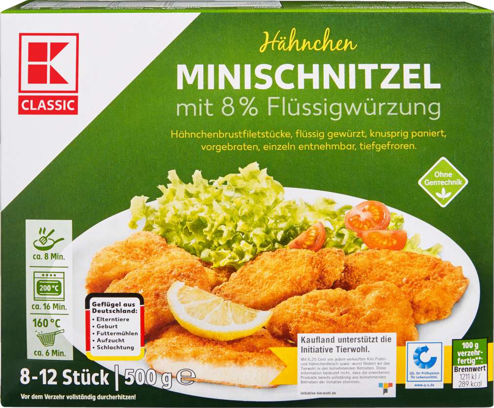 Abbildung des Sortimentsartikels K-Classic Mini Hähnchen Schnitzel paniert 500g
