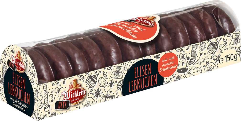 Abbildung des Sortimentsartikels Wicklein Hey Mini Elisen Lebkuchen Dunkle Schokolade 150g