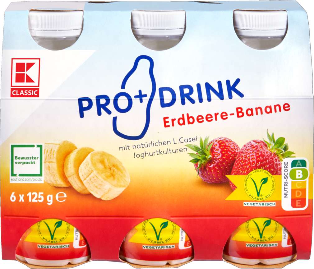 Abbildung des Sortimentsartikels K-Classic Pro+Drink Erdbeere-Banane 6x125g