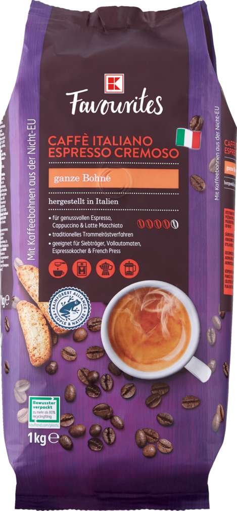 Abbildung des Sortimentsartikels K-Favourites Kaffee Espresso ganze Bohne 1000g