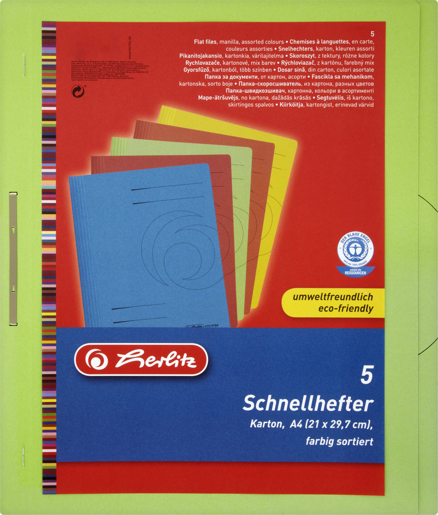 Abbildung des Sortimentsartikels Herlitz Schnellhefter A4  Pappe 5 Stück