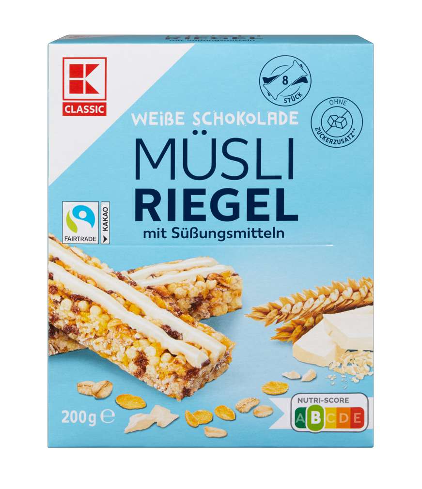 Abbildung des Sortimentsartikels K-Classic Müsliriegel weiße Schokolade 200g